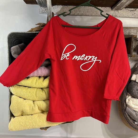 Tops - Be Merry Reclaimed Scoop Neck Sweatshirt